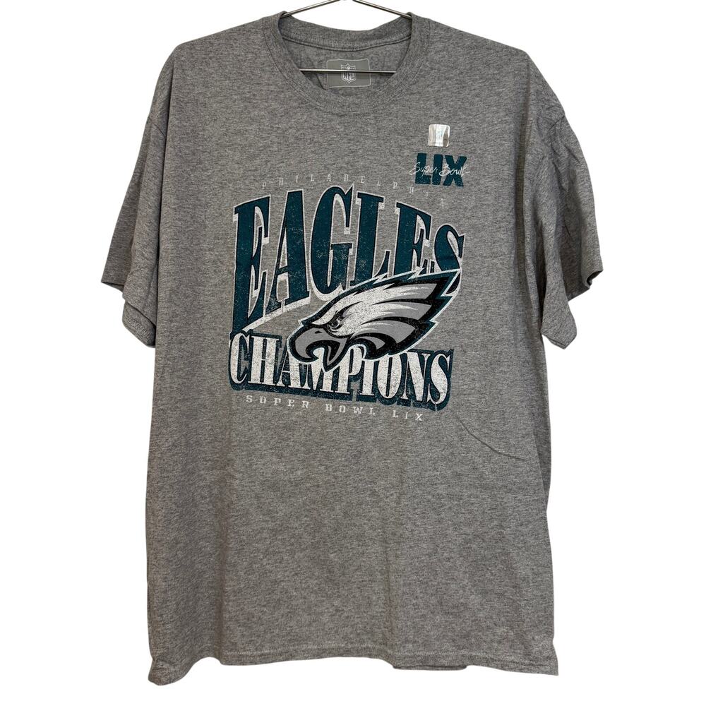 Philadelphia Eagles Super Bowl LIX Champions Shirt Adult XL Gray NFL Graphic Tee